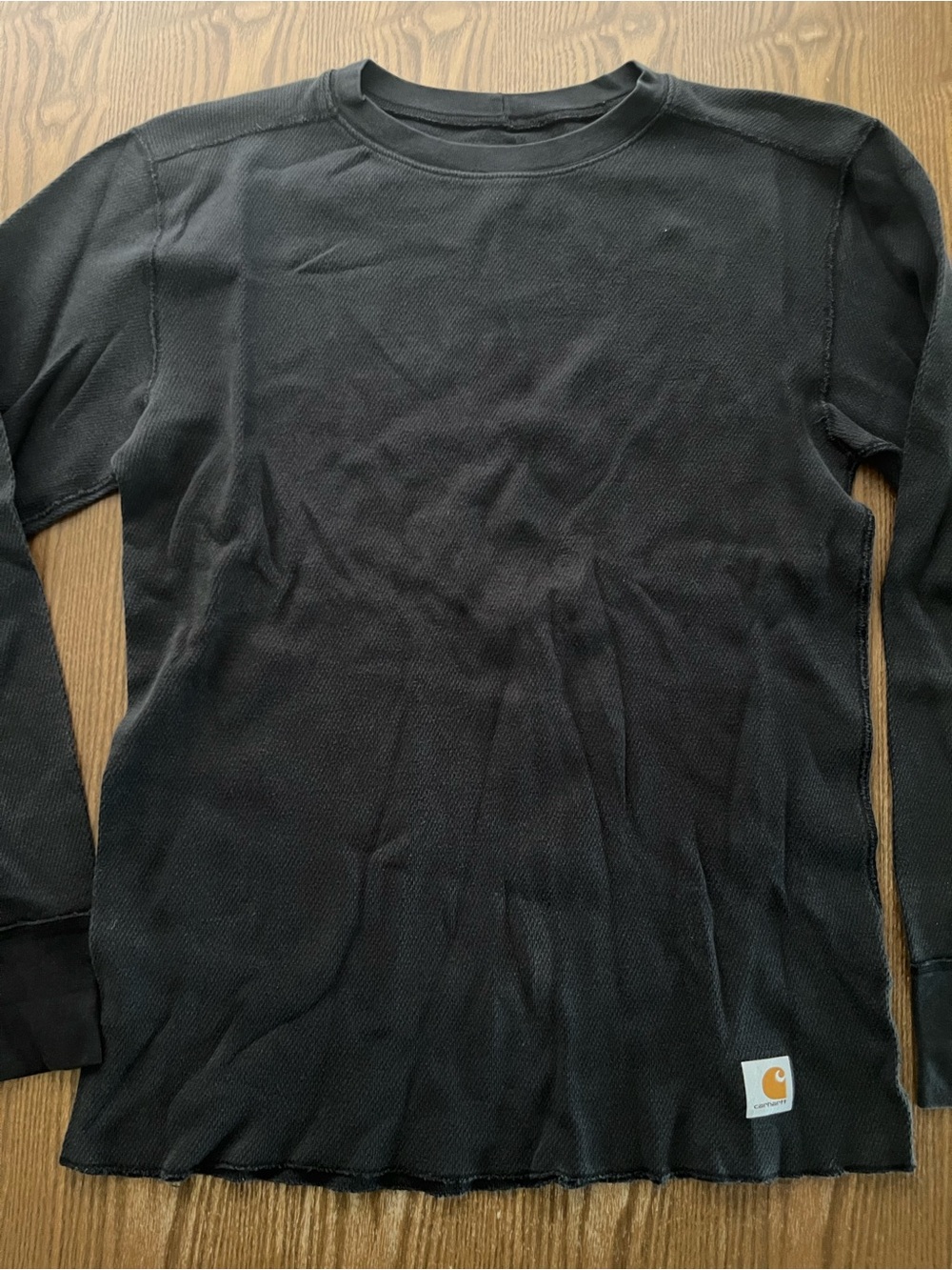Carhartt Men’s Black Crewneck Thermal Waffle Shirt size Large